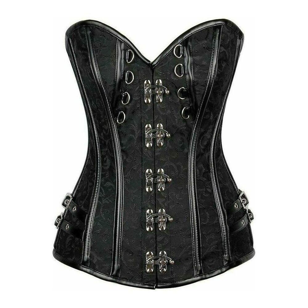 7519 Top Drawer Brocade & Faux Leather Steel Boned Corset 5X